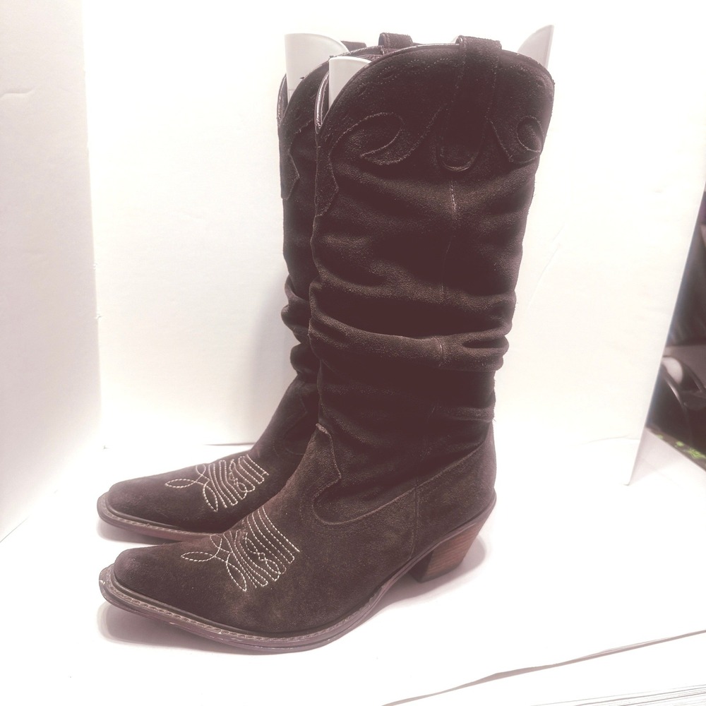 Steve Madden Womens Brown Suede Slouchy Western Cowboy Boots Pointed Toe 8.5